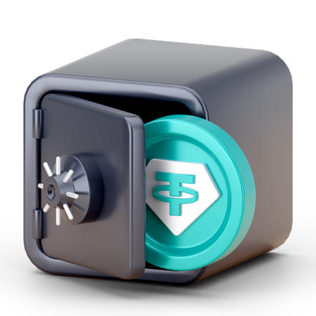 금고에 있는 동전  3D Icon