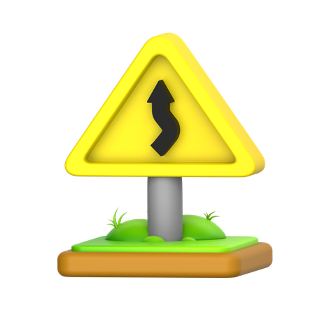 ジグザグの道路標識  3D Icon