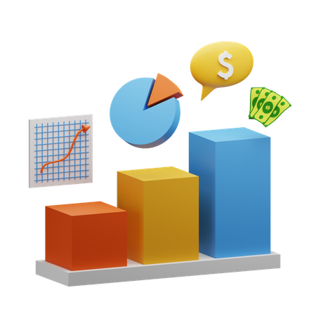 財務成長グラフ  3D Icon