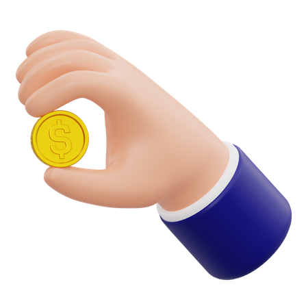 손에 동전을 들고  3D Icon