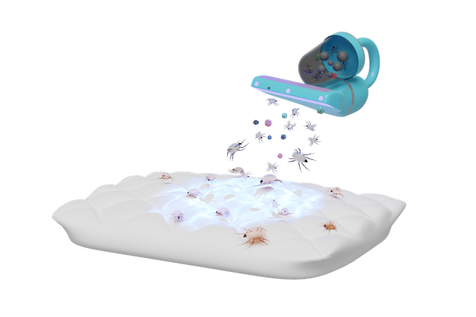 진공청소기는 침대 시트의 벌레를 청소합니다  3D Icon