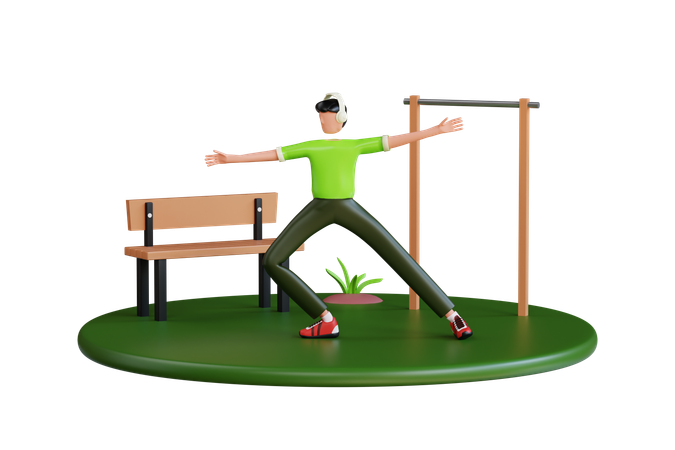 공원에서 운동하는 남자  3D Icon
