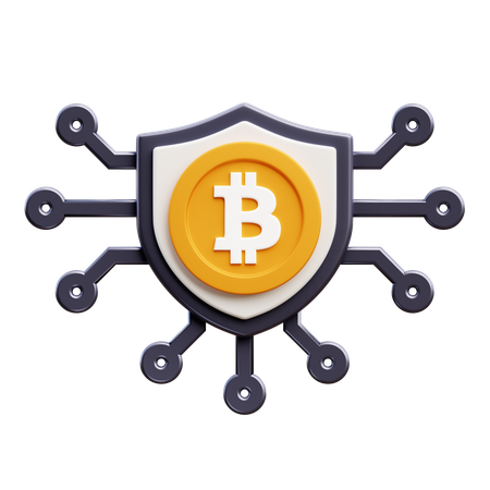 비트코인 쉴드 보안  3D Icon