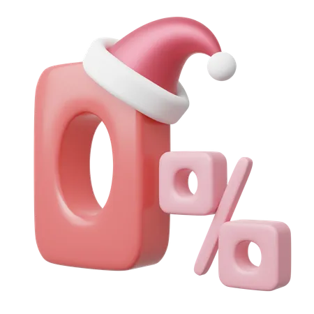 0 Percent Interest Installment With Santa Claus Red Hat Floating Isolated On Transparent Online Payment Digital Marketing E Commerce Promotion In Christmas Winter Cartoon Icon Smooth 3 D Render 3D Icon