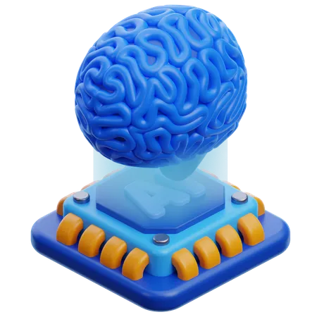 01 chip cerebral ai  3D Icon