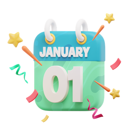 01 calendario de enero  3D Icon