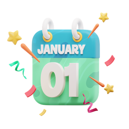 01 de janeiro calendário  3D Icon