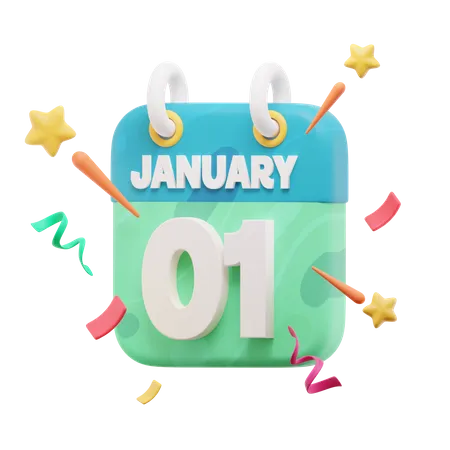 01 de janeiro calendário  3D Icon