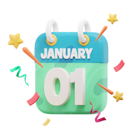 01. Januar Kalender  3D Icon