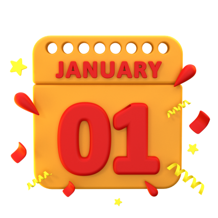 01 January Calendar  3D Icon