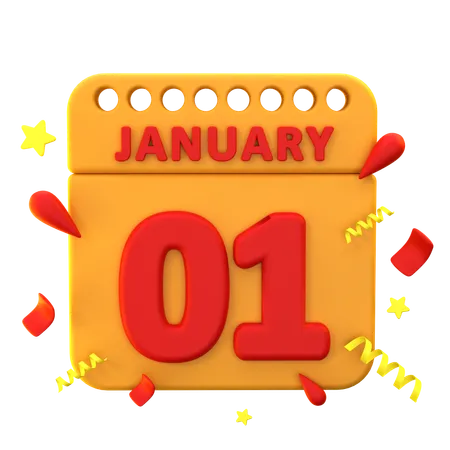 Calendrier du 01 janvier  3D Icon