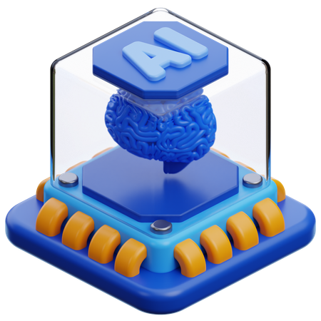 02 ai brain chip  3D Icon