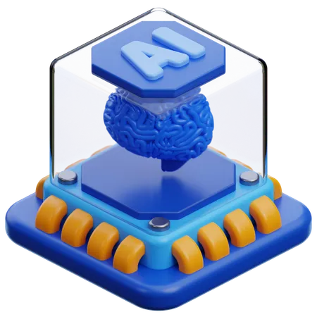 02 chip cerebral ai  3D Icon