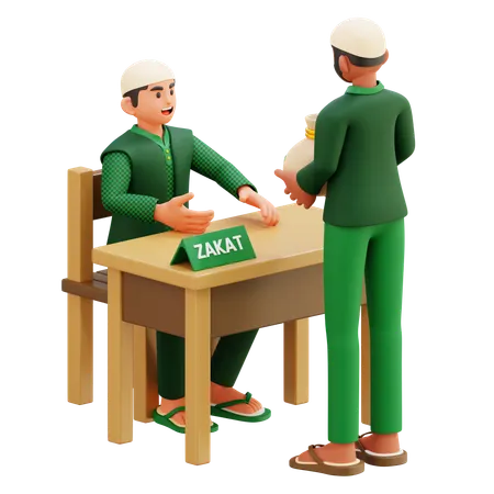 02 Man Doing Zakat  3D Illustration