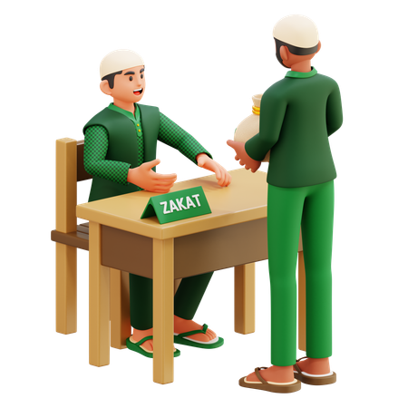 02 Mann verrichtet Zakat  3D Illustration