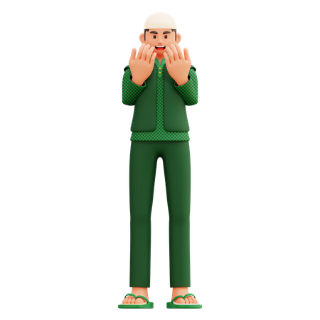 02 muslimischer Mann beim Beten  3D Illustration