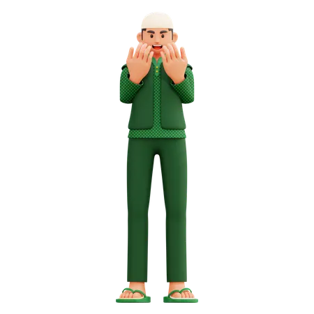 02 muslimischer Mann beim Beten  3D Illustration