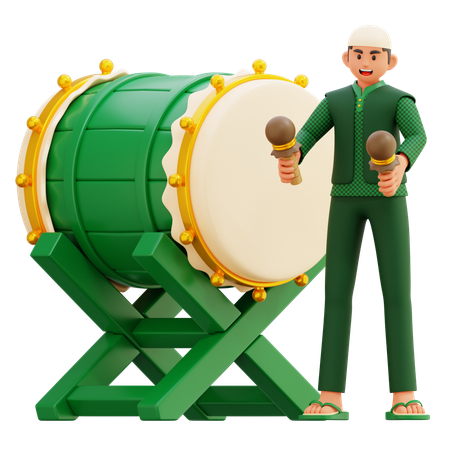 03 homme battant le tambour  3D Illustration