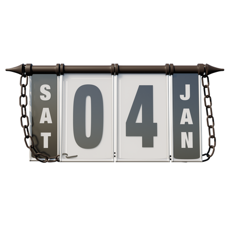 04. Januar Samstag  3D Illustration