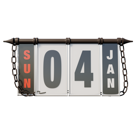 04. Januar Sonntag  3D Illustration