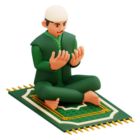 05 muslimischer Mann betet  3D Illustration