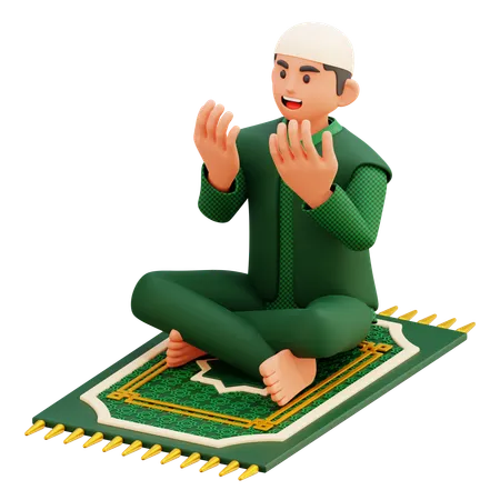 06 muslimischer Mann beim Beten  3D Illustration