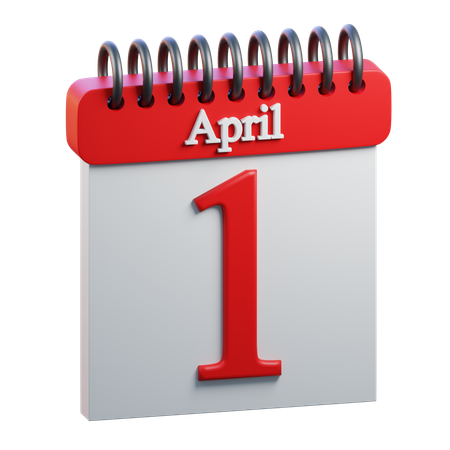 1 April Calendar  3D Icon