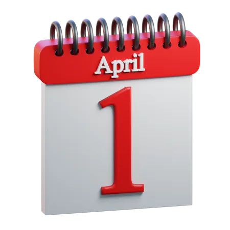 1 April Calendar  3D Icon