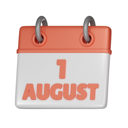 1 August  3D Icon