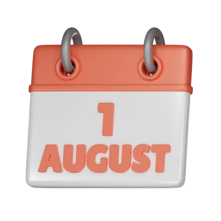 1 August  3D Icon