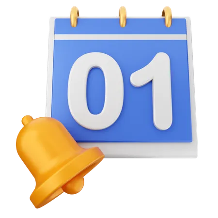 1 Date Calendar Notification Bell  3D Icon