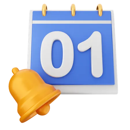 1 Date Calendar Notification Bell  3D Icon