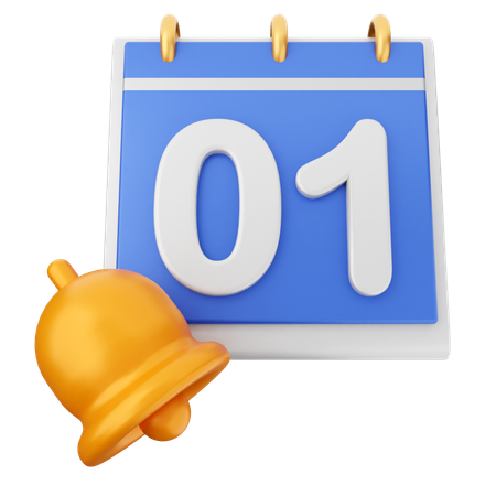 1 cloche de notification de calendrier de date  3D Icon