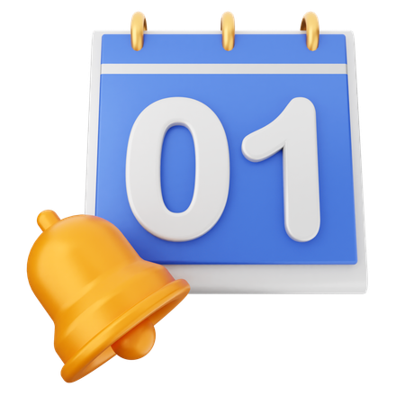 1 cloche de notification de calendrier de date  3D Icon