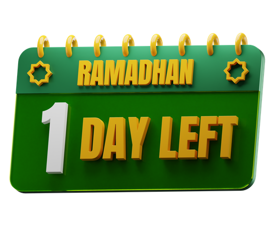 1 Day Left to Ramadan  3D Icon