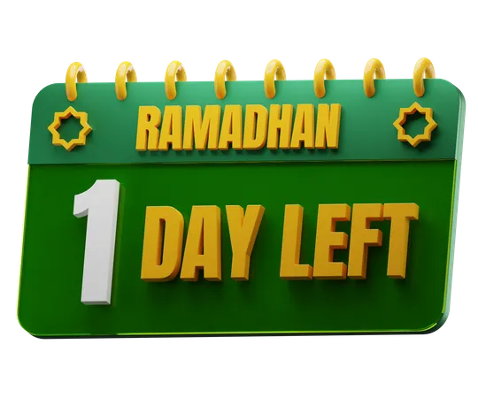 1 Day Left to Ramadan  3D Icon