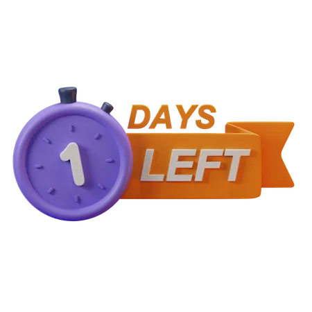 1 Days Left  3D Icon