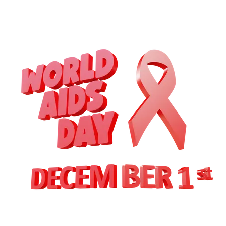 1. Dezember Aids-Tag  3D Illustration