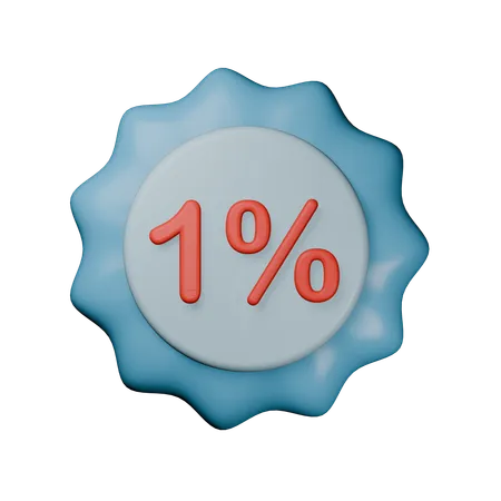 1% Discount Badge  3D Icon