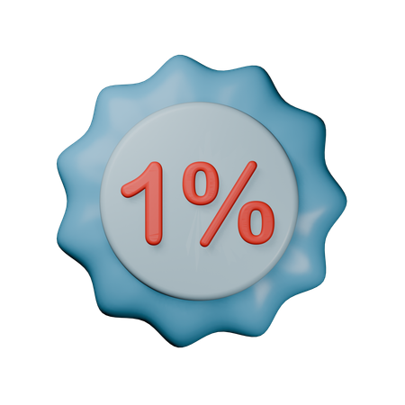 1% Discount Badge  3D Icon