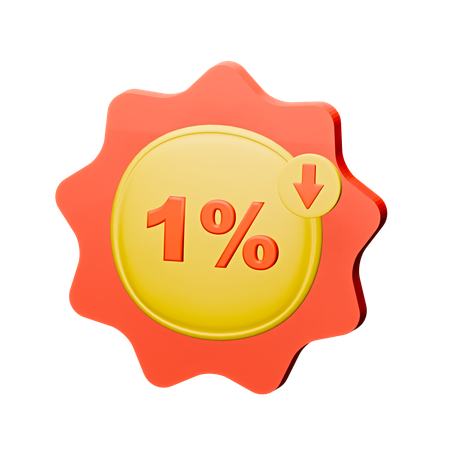 1% Discount Badge  3D Icon