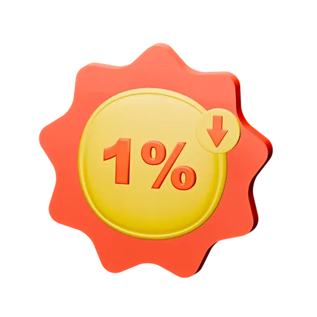 1% Discount Badge  3D Icon