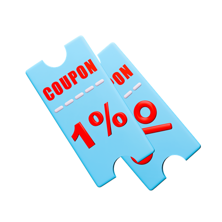 1% Discount Coupon  3D Icon