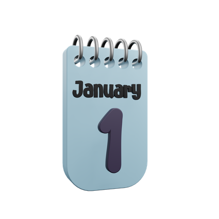 Calendario del 1 de enero  3D Icon