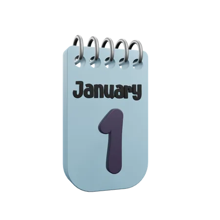 Calendario del 1 de enero  3D Icon
