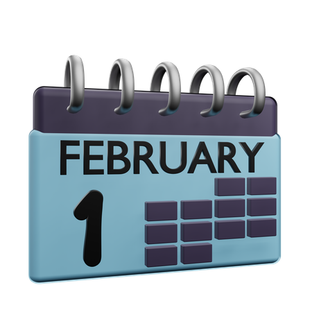 1. Februar Kalender  3D Icon