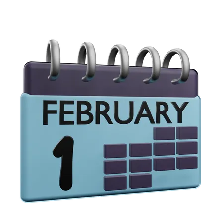 1. Februar Kalender  3D Icon