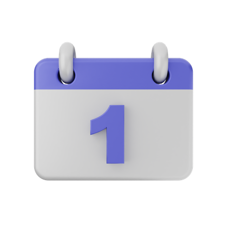 Calendario de 1 fecha  3D Icon