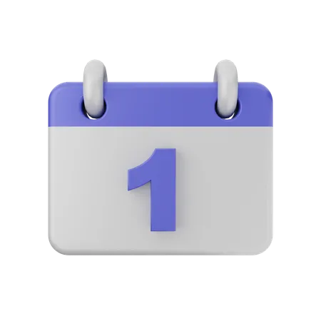 Calendario de 1 fecha  3D Icon