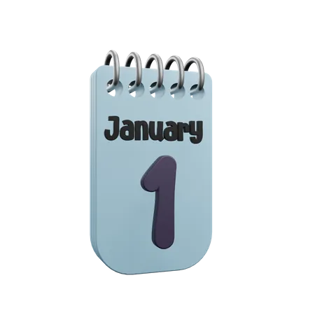 1. Januar Kalender  3D Icon